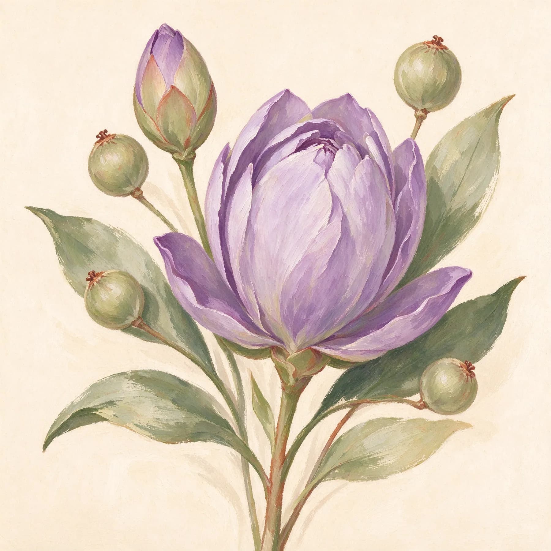 A lavender flower opening from its bud