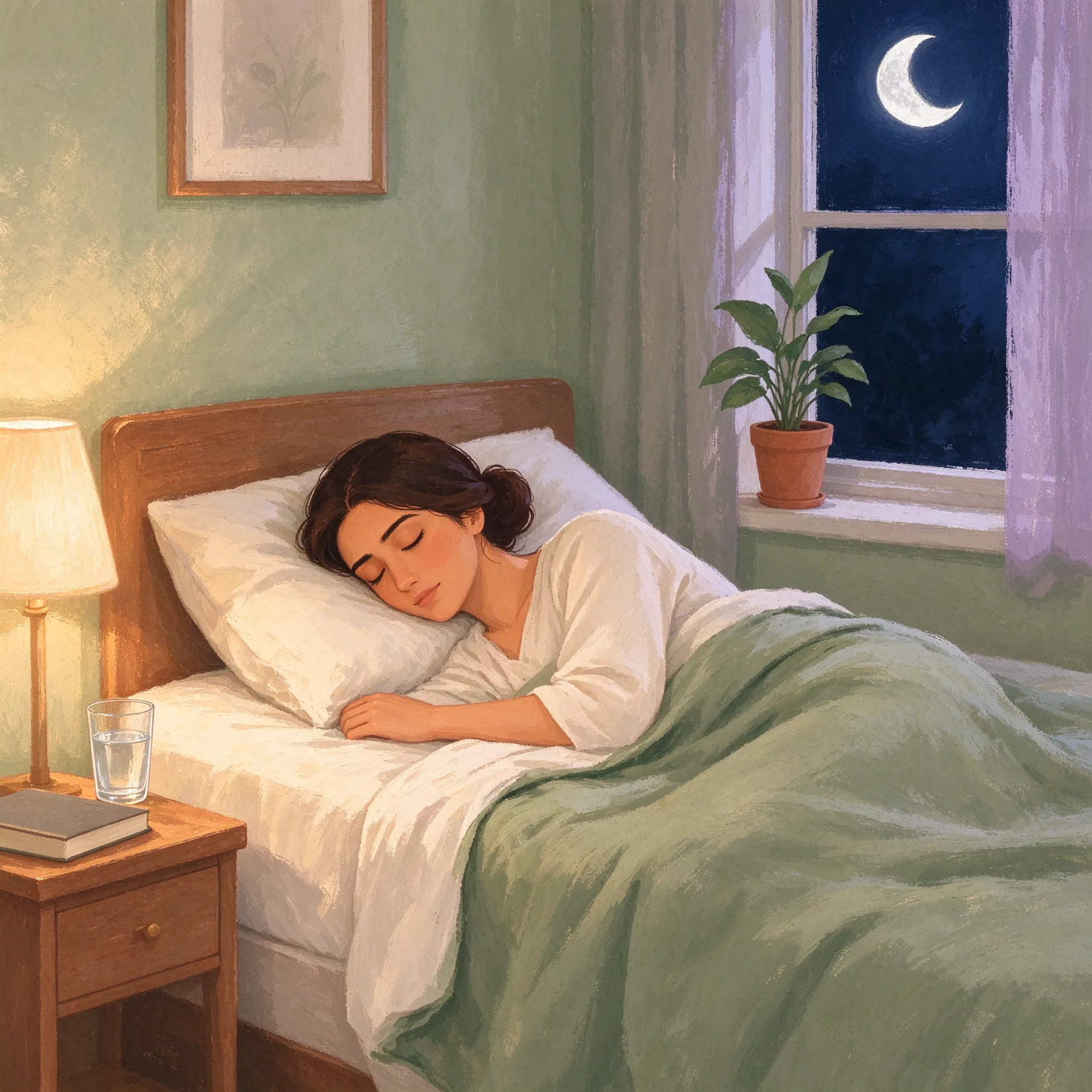 A woman sleeping peacefully in bed